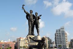 
Place des Martyrs, the location of the largest ever Lebanese public gathering, the March 14, 2005 demonstration held on the one-month anniversary of the murder of Prime Minister Rafik Hariri, which brought 1 million Lebanese - a quarter of the country's population - to the streets, resulting in the final withdrawal of Syrian troops from Lebanon.
